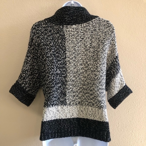 Chico's Cardigan Womens Colorblock Dolman Sleeve Chunky Knit Button Sweater Sz 1 - Picture 2 of 10